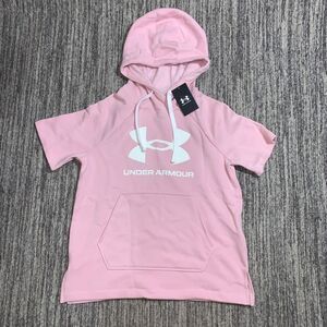 Under Armour Womens Size‎ XS Fleece Hoodie Pink Short Sleeve Front Pocket NWT